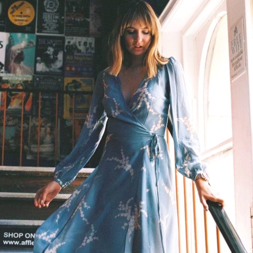 Realisation Par Violette Wrap Dress in Summer Loving Blue Size XS